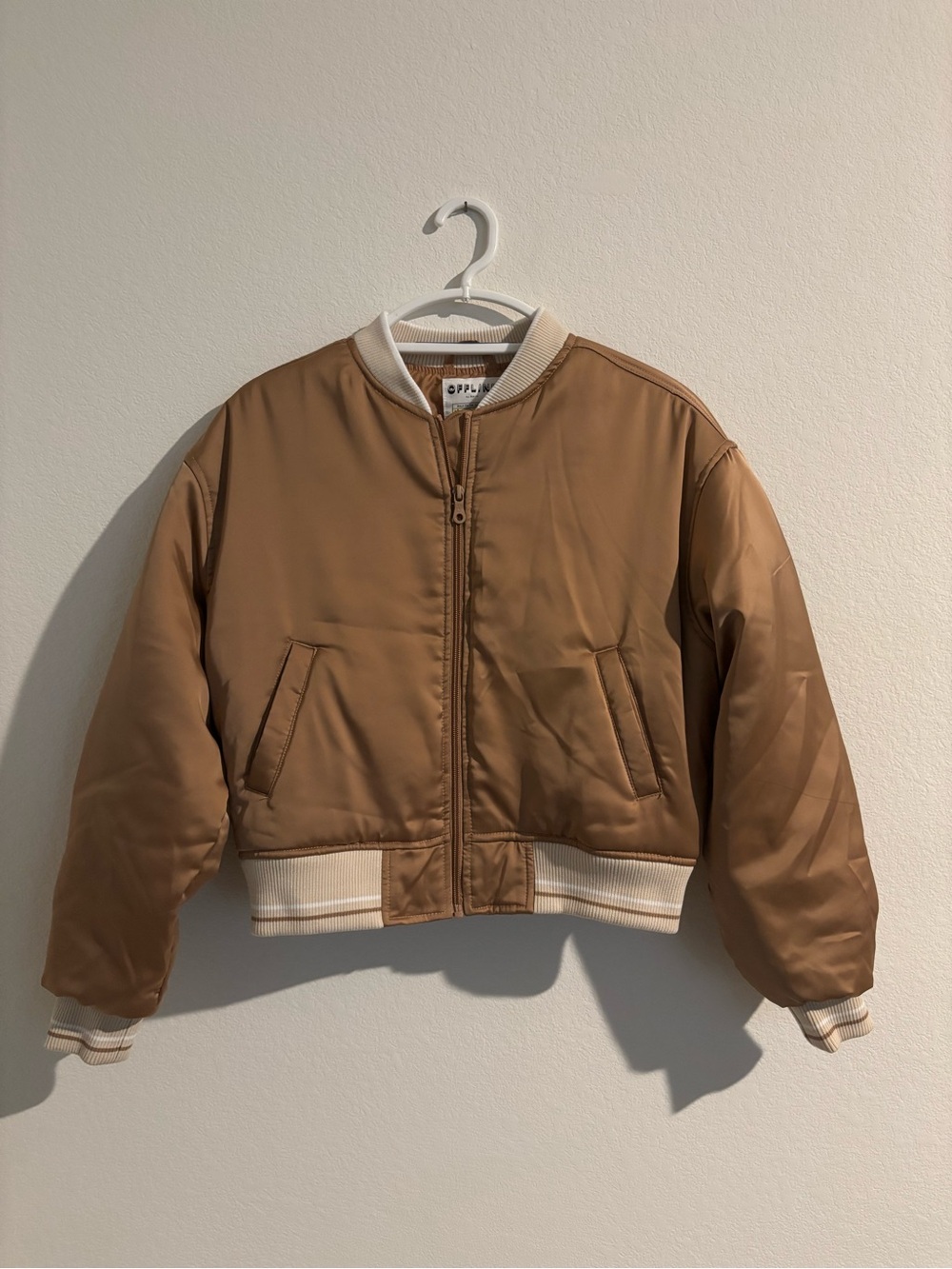 Aerie Offline Tan/Gold Bomber Jacket